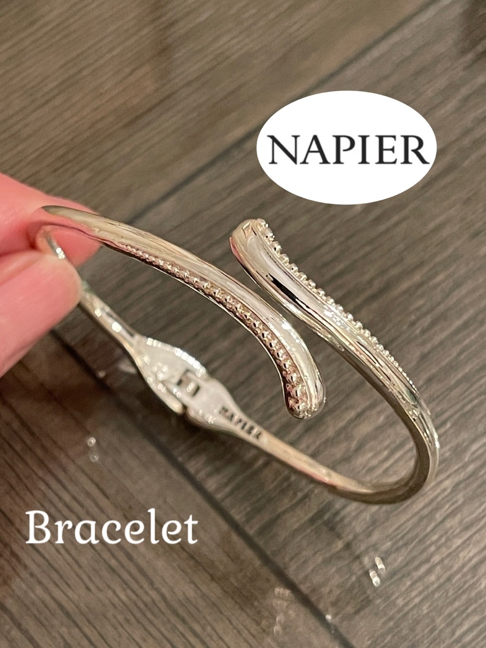 Vintage Napier Silver-tone Bypass Cuff Bracelet